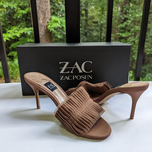 ZAC by ZAC POSEN Venecia Slip On Stiletto Mule Sandals in Cappuccino Size 6M New - Picture 2 of 9